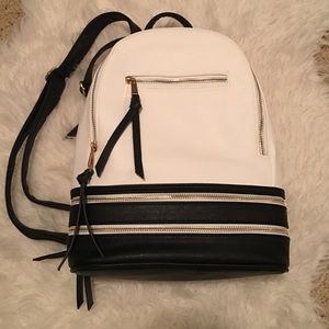 Black and white mini backpack gold hardware